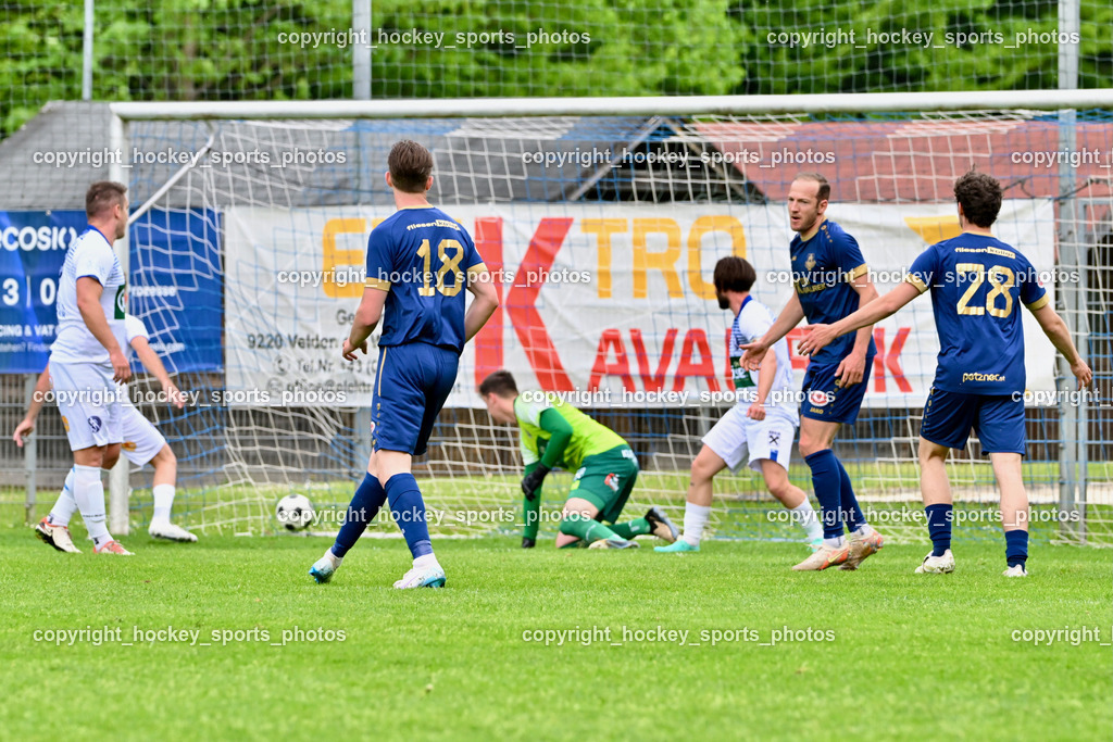 ATUS Velden vs. SV Dellach Gail | Tor ATUS Velden, #77 Armin Lulic Dellach Gail, #18 Nicolas Manuel Modritz ATUS Velden, #7 Mario Kröpfl ATUS Velden, #23 Maximilian Wastian Dellach Gail, #28 Manuel Thomas Guggenberger ATUS Velden, ATUS Velden vs. SV Dellach Gail, ATUS Velden vs. SV Dellach Gail am 03.05.2025 in Velden (Wald Arena Velden), Austria, (Photo by Bernd Stefan)
