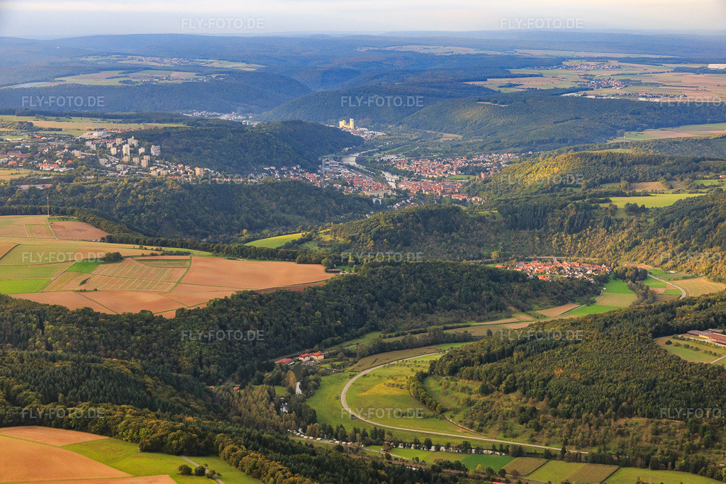 Luftbild: Ortsansicht am Main von Westen in Wertheim im Bundesland Baden-Württemberg in Deutschland. Foto: IMG_073603.jpg vom 26.09.2014 durch Werner Riehm/FLY-FOTO.de