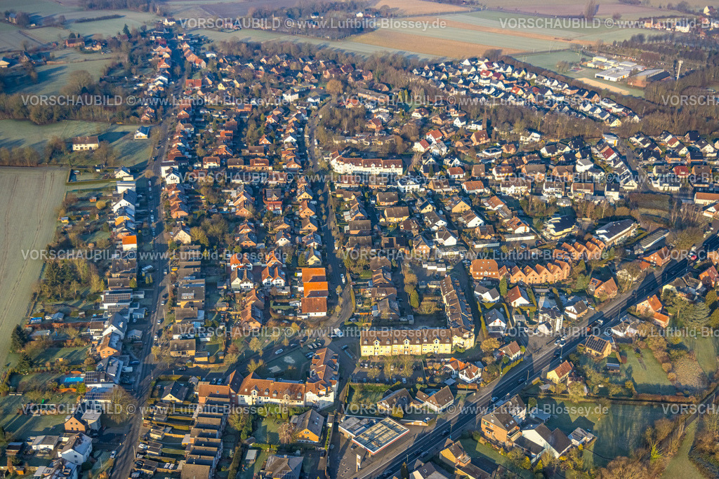 Hamm250200586Rhynern | Luftbild, Wohngebiet Ortsansicht Ortsteil Berge, Werler Straße Bundesstraße B63, Stadtbezirk Rhynern, Hamm, Ruhrgebiet, Nordrhein-Westfalen, Deutschland