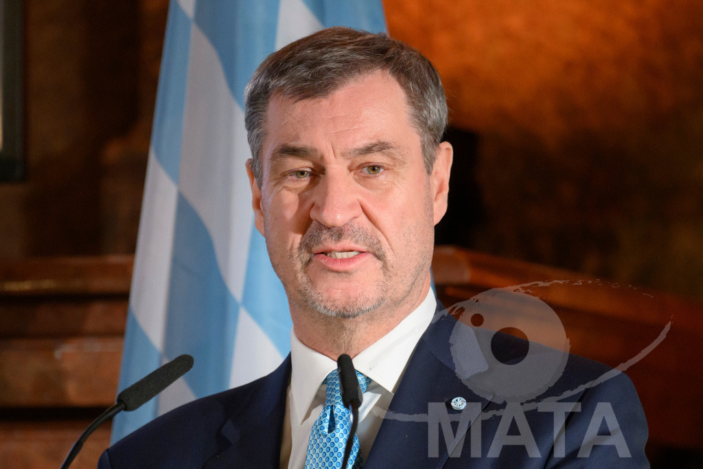 _DWA0597 | Bayerns Ministerpräsident Markus Söder (CSU) hält eine Rede in der Münchner Residenz bei der Verleihung des Ewald-von-Kleist-Preises.Der diesjährige Ewald-von-Kleist-Preis wird am Rande der Münchner Sicherheitskonferenz 2026 an das ukrainische Volk vergeben. München, 14.02.2026 Bayern Deutschland - Realisiert mit Pictrs.com