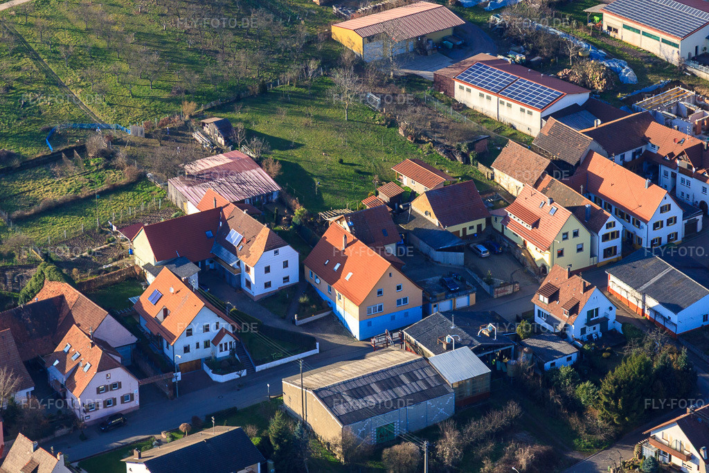Luftbild: Hauptstr im Ortsteil Schweigen in Schweigen-Rechtenbach im Bundesland Rheinland-Pfalz in Deutschland. Foto: IMG_62331.jpg vom 24.02.2014 durch Werner Riehm/FLY-FOTO.de