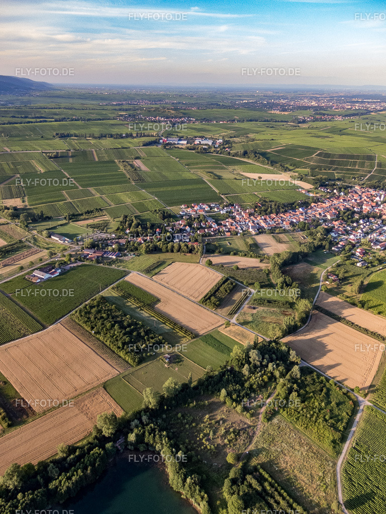 Ortsansicht aus Südwesten | Luftbild: Ortsansicht aus Südwesten in Göcklingen im Bundesland Rheinland-Pfalz in Deutschland. Foto: P7130189.jpg vom 13.07.2017 durch Werner Riehm/FLY-FOTO.de - Realisiert mit Pictrs.com