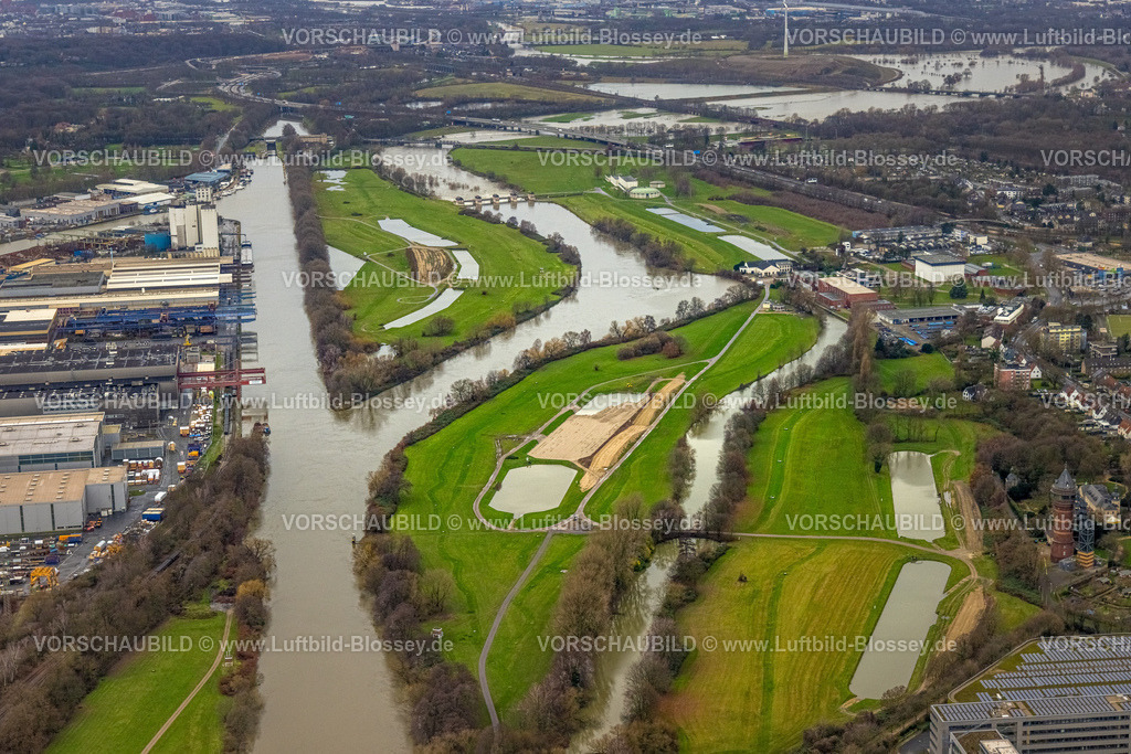 Muelheim231203090Ruhr | Luftbild, Ruhrhochwasser, Weihnachtshochwasser 2023, starke Regenfälle,  Altstadt II, Mülheim an der Ruhr, Ruhrgebiet, Nordrhein-Westfalen, Deutschland