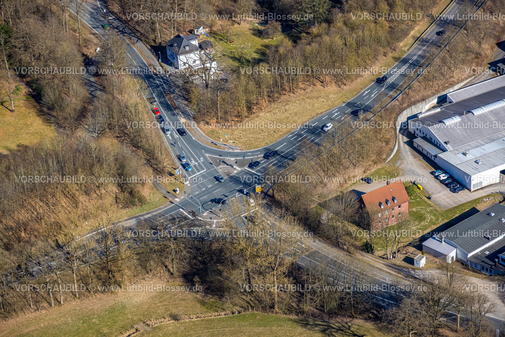 Olpe250308213Rhode | Luftbild, Kreuzungsbereich Bundesstraße B54 und Im Osterseifen, Olpe-Stadt, Olpe, Sauerland, Nordrhein-Westfalen, Deutschland