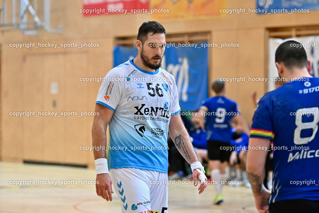 SC Ferlach vs. HSG Bärnbach/Köflach 30.3.2024 | #56 Beciri Kristian HSG Bärnbach, SC Ferlach vs. HSG Bärnbach/Köflach 30.3.2024, SC Ferlach vs. HSG Bärnbach/Köflach am 30.03.2024 in Ferlach (Ballspielhalle Ferlach), Austria, (Photo by Bernd Stefan)