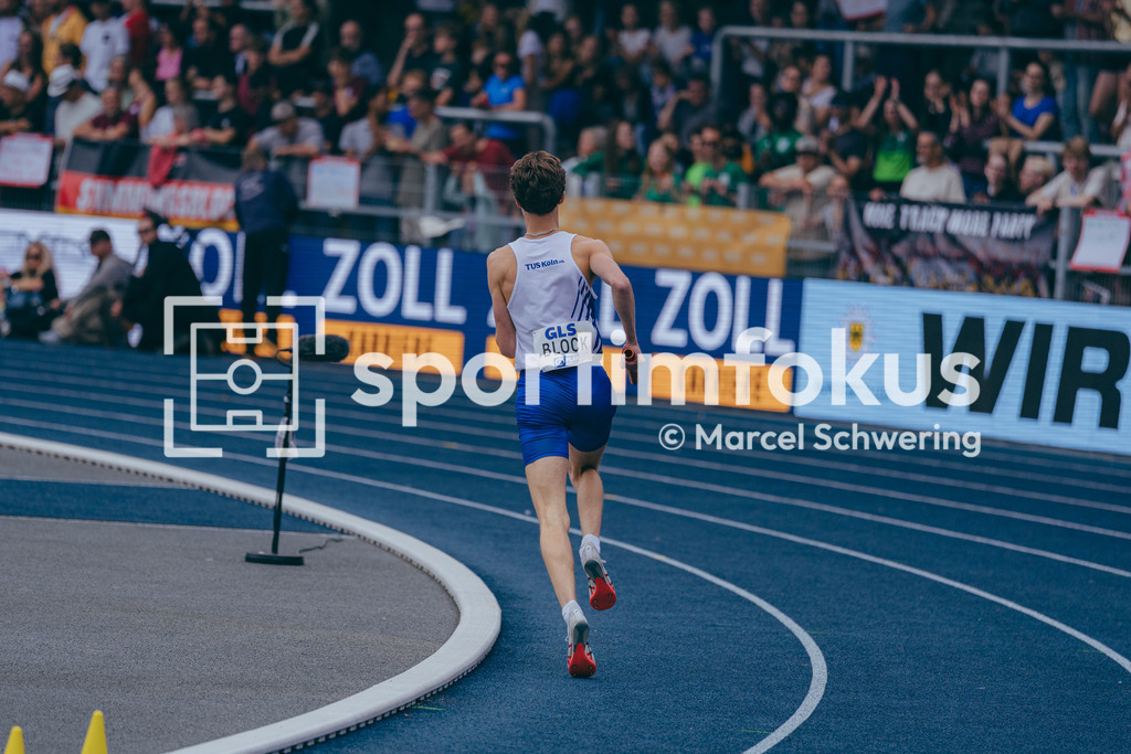 Deutsche Meisterschaften der Frauen und Männer 2026 | Lasse Block, TuS Köln rrh., 3x1000-Meter-Staffel, Deutsche Meisterschaften der Frauen und Männer 2026, Lohrheidestadion Bochum-Wattenscheid, 26.07.2026. Foto: Marcel Schwering / sportimfokus - Realisiert mit Pictrs.com