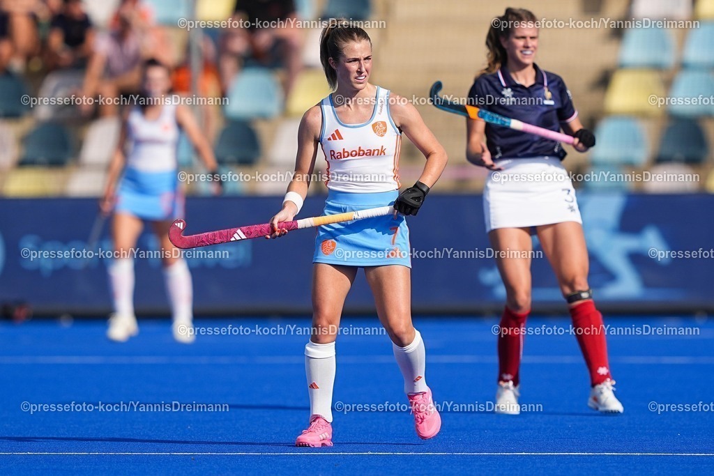 xydrx13082503042 | 13.08.2025, xydrx, Frauen EuroHockey Championship 2025, Gruppenphase, Gruppe A, Niederlande - Frankreich, Sparkassenpark Mönchengladbach: Xan de Waard (NED #7)