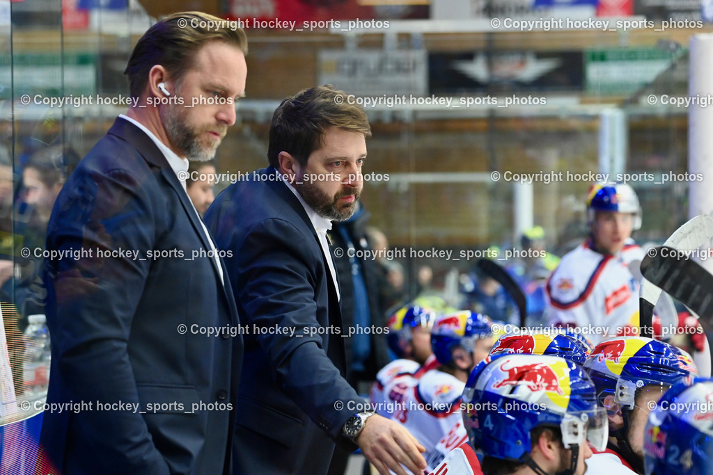 EC IDM WÄRMEPUMPEN VSV vs. EC Red Bull Salzburg | EC Redbull Asisstentcoach BEN COOPER, Headcoach EC Redbull Salzburg DAVID OLIVER, EC IDM WÄRMEPUMPEN VSV vs. EC Red Bull Salzburg, EC IDM WÄRMEPUMPEN VSV vs. EC Red Bull Salzburg am 17.01.2025 in Villach (Stadthalle Villach), Austria, (Photo by Bernd Stefan)