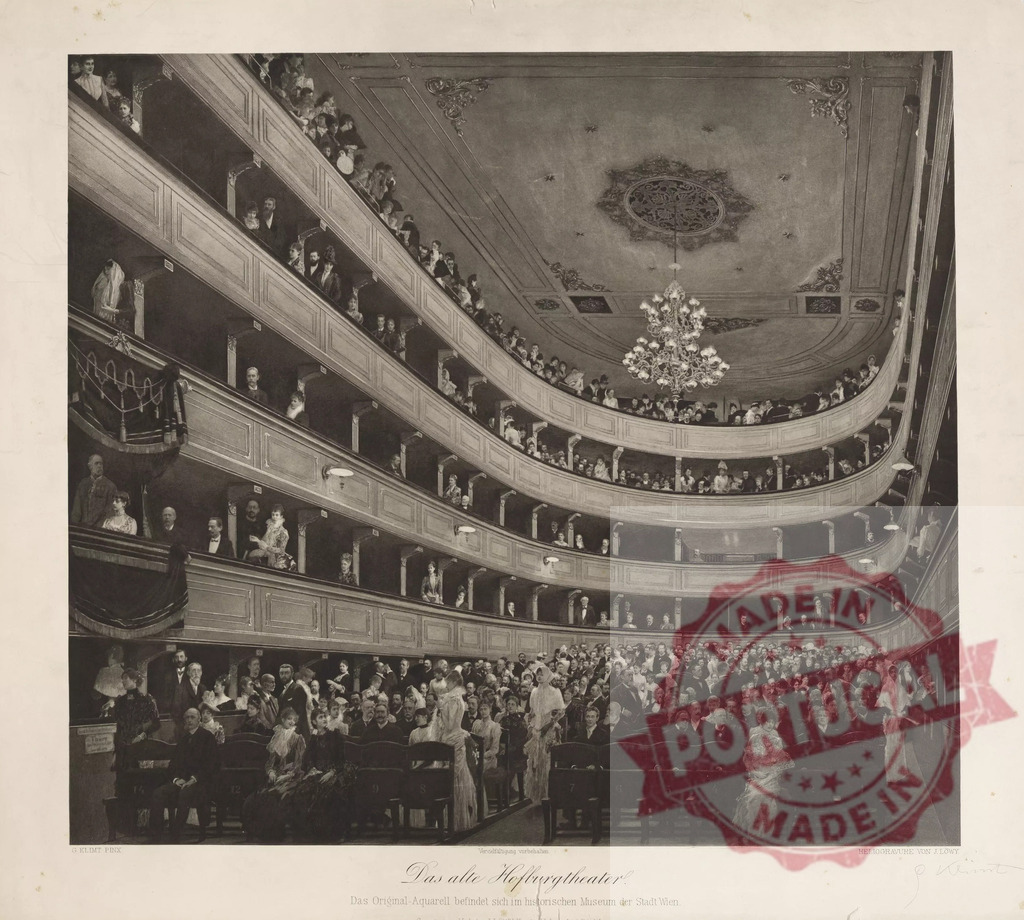 Gustav klimt Hofburgtheater audience enjoying a historic performance in Vienna | Full theater auditorium with an audience attending a performance in a vintage setting - Realized with Pictrs.com