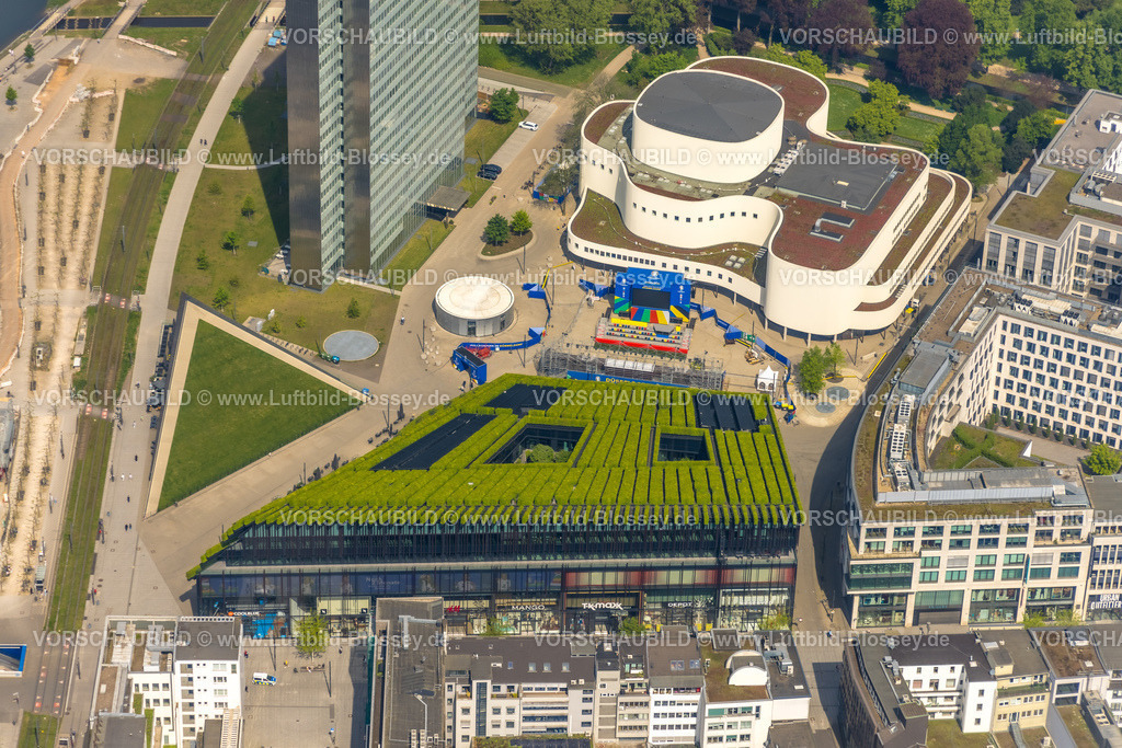 Duesseldorf240500911 | Luftbild, Schauspielhaus, Ingenhovental mit grünem Pflanzendach, Stadtmitte, Düsseldorf, Rheinland, Nordrhein-Westfalen, Deutschland