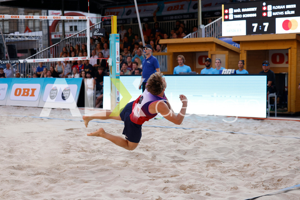 Obi BeachTour 2026 - Basel | BASEL, SWITZERLAND - JULY 18: FLORIAN BREER (SUI) during the Obi BeachTour 2026 match between MASSEREY / SCHNEGG (SUI) and BREER / KÄLIN (SUI) at Barfüsserplatz on July 18, 2026 in Basel, Switzerland. - Realisiert mit Pictrs.com