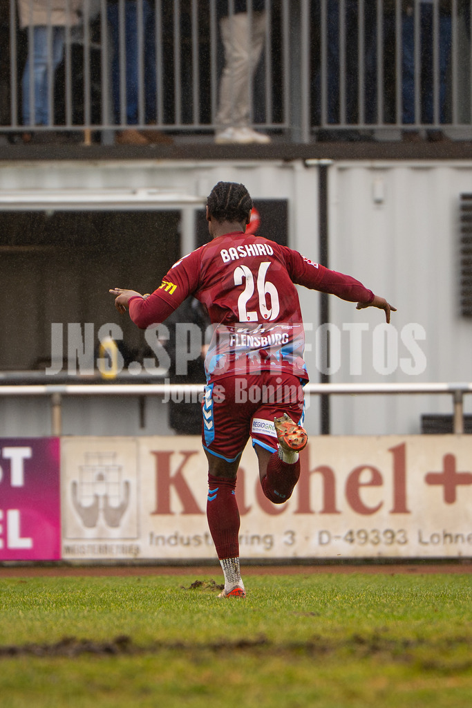 Fußball I Herren I Saison 2025-2026 I Regionalliga Nord I 23. Spieltag I TuS Blau-Weiß Lohne - SC Weiche Flensburg 08 I 0043 | Ibrahim Bashiru Ali (26, SC Weiche Flensburg 08) Jubel, Freude, Tor, Emotionen - Realisiert mit Pictrs.com