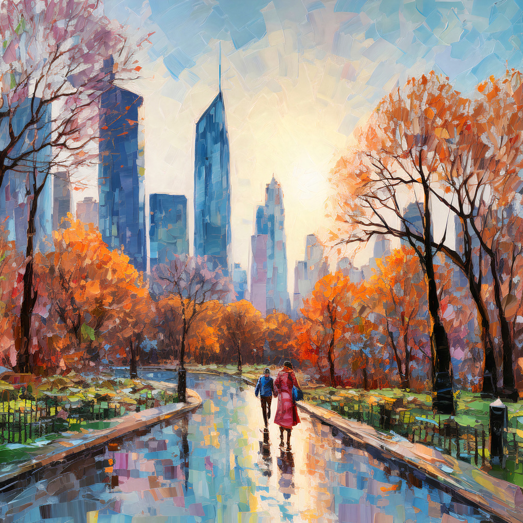 2307025 - Central Park im Herbst | Impressionistisches Wandbild vom Central Park in New York.