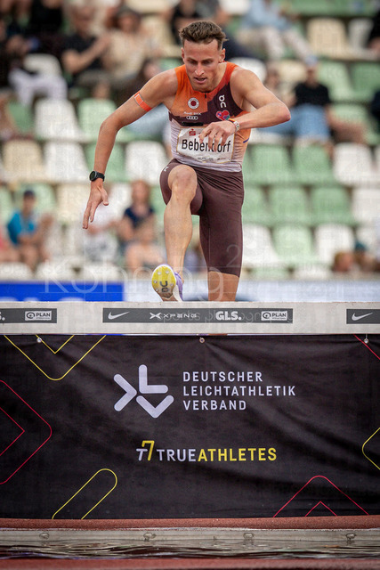 Golden Oval; Dresden, 31.05.2026 | DRESDEN , GERMANY - MAY 31:  Karl Bebendorf (GER / Germany) competing in the men’s 2000m steeplechase during the Golden Oval Continental Tour Silver meeting on May 31, 2026 at Heinz-Steyer-Stadion in Dresden, Saxony, Germany.