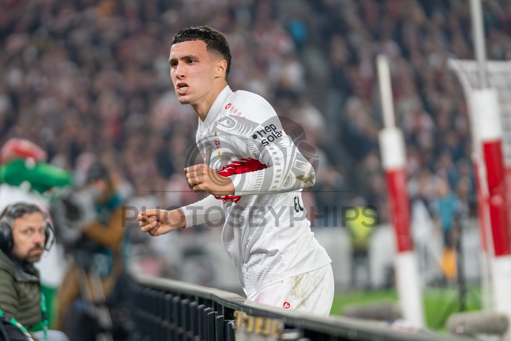 VfB Stuttgart vs. SC Freiburg, Fussball, DFB-Pokal, Halbfinale, 23.04.2026 | Bilal El Khannouss (VfB Stuttgart, #11) ist frustriert da er die Riesengelegenheit liegen gelassen hat,VfB Stuttgart vs. SC Freiburg, Fussball, DFB-Pokal, Halbfinale, 23.04.2026DFB regulations prohibit any use of photographs as image sequences and/or quasi-video