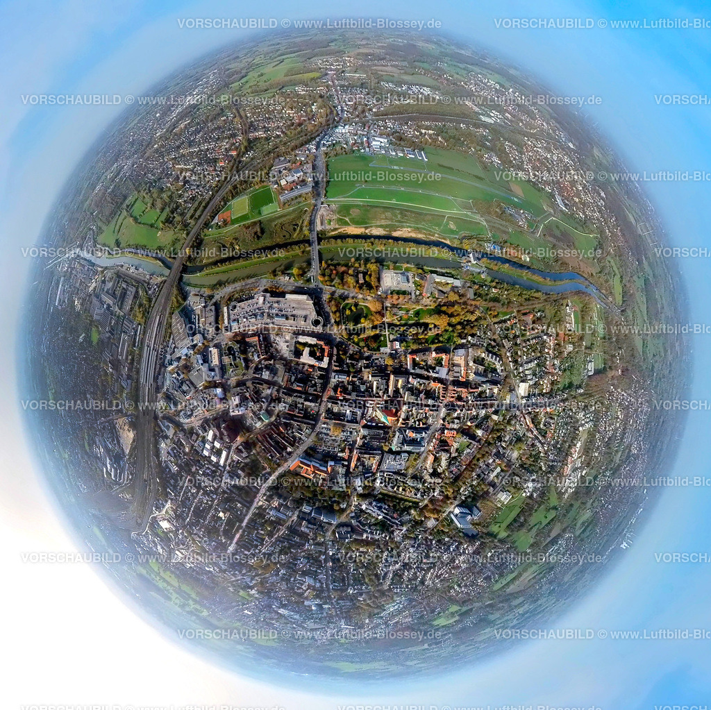 Hamm20221020_1-City | Luftbild, City Innenstadtansicht, Flugplatz, Lippeumbau Erlebensraum Lippeaue, Fisheye Aufnahme, Fischaugen Aufnahme, 360 Grad Aufnahme, Hamm, Ruhrgebiet, Nordrhein-Westfalen, Deutschland