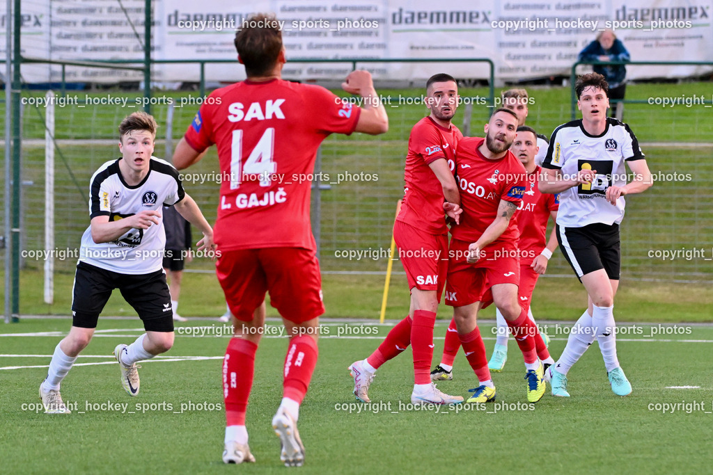 SV Spittal vs. SAK | #39 Fabian Hoi SV Spittal, #14 Luka Gajic SAK, #7 Hrvoie Jakovljevic SAK, #23 Kristian Sredojevic SAK, #3 Killian Brandner SV Spittal, SV Spittal vs. SAK, SV Spittal vs. SAK am 24.05.2024 in Spittal an der Drau (Goldeck Stadion), Austria, (Photo by Bernd Stefan)