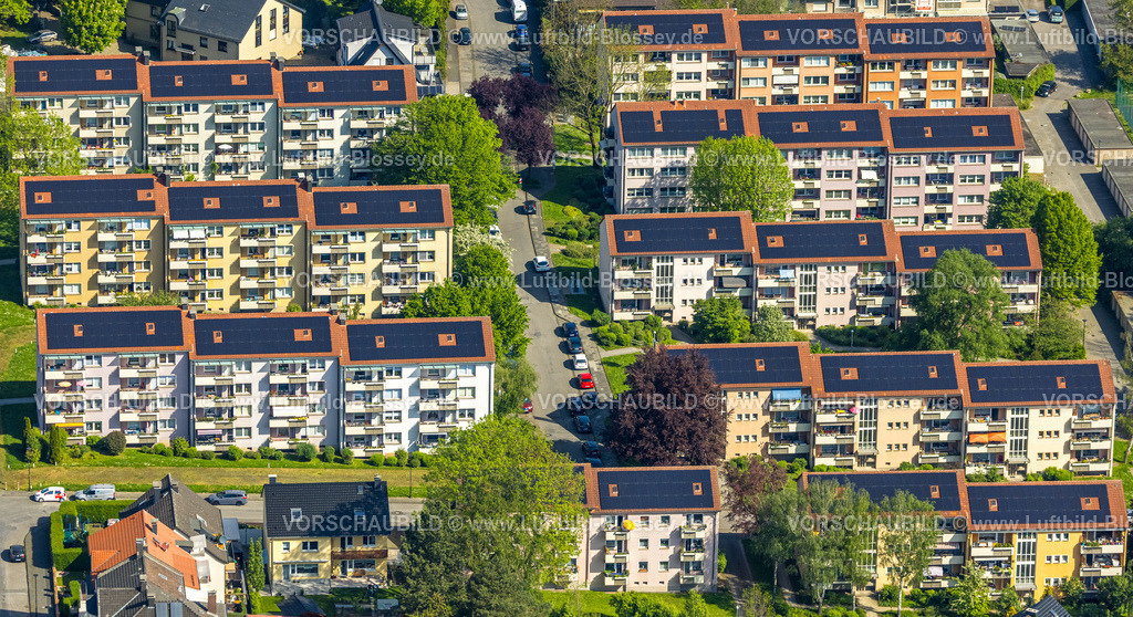 Hagen240504055 | Luftbild, Mehrfamilienhäuser Reihenhaussiedlung Lessingstraße, Boele, Hagen, Ruhrgebiet, Nordrhein-Westfalen, Deutschland