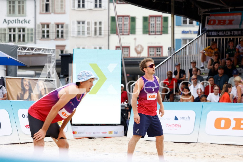 Obi BeachTour 2026 - Basel | BASEL, SWITZERLAND - JULY 18: YVES HAUSSENER (SUI) during the Obi BeachTour 2026 match between NAPIER / PETERSEN (DEN) and HAGENBUCH / HAUSSENER (SUI) at Barfüsserplatz on July 18, 2026 in Basel, Switzerland. - Realisiert mit Pictrs.com