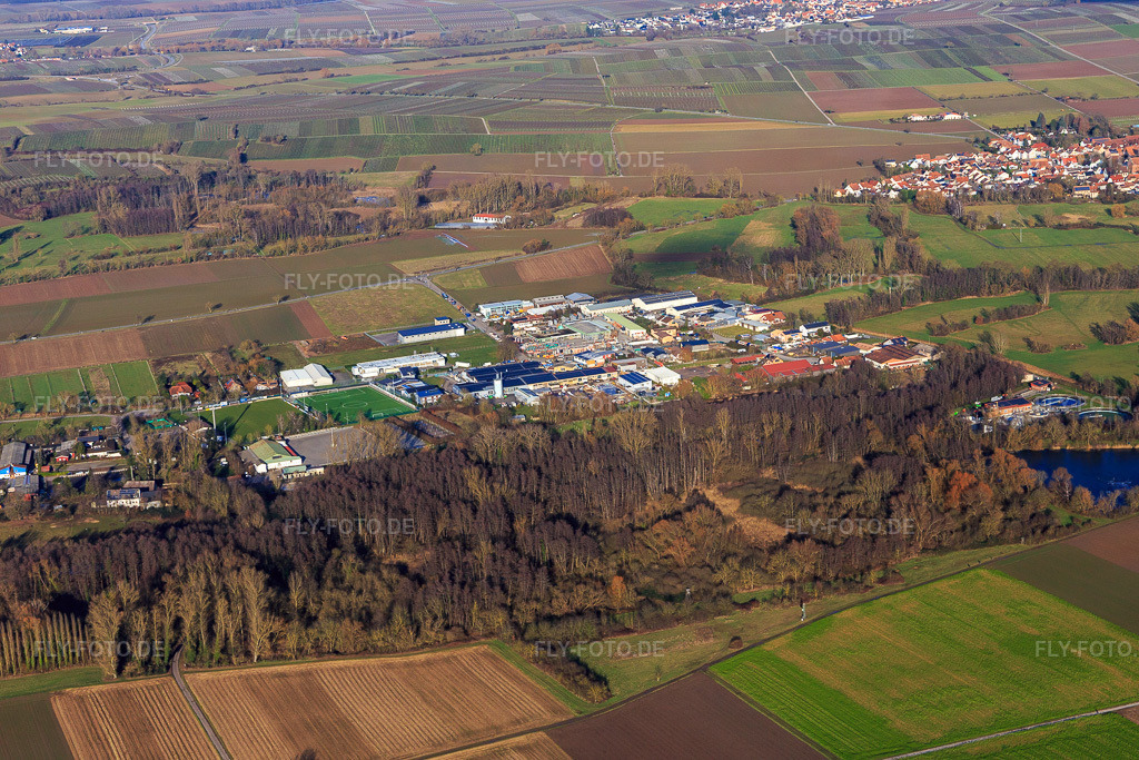 Luftbild: Gewerbegebiet industriestr in Billigheim-Ingenheim im Bundesland Rheinland-Pfalz in Deutschland. Foto: IMG_145183.jpg vom 12.01.2025 durch Werner Riehm/FLY-FOTO.de