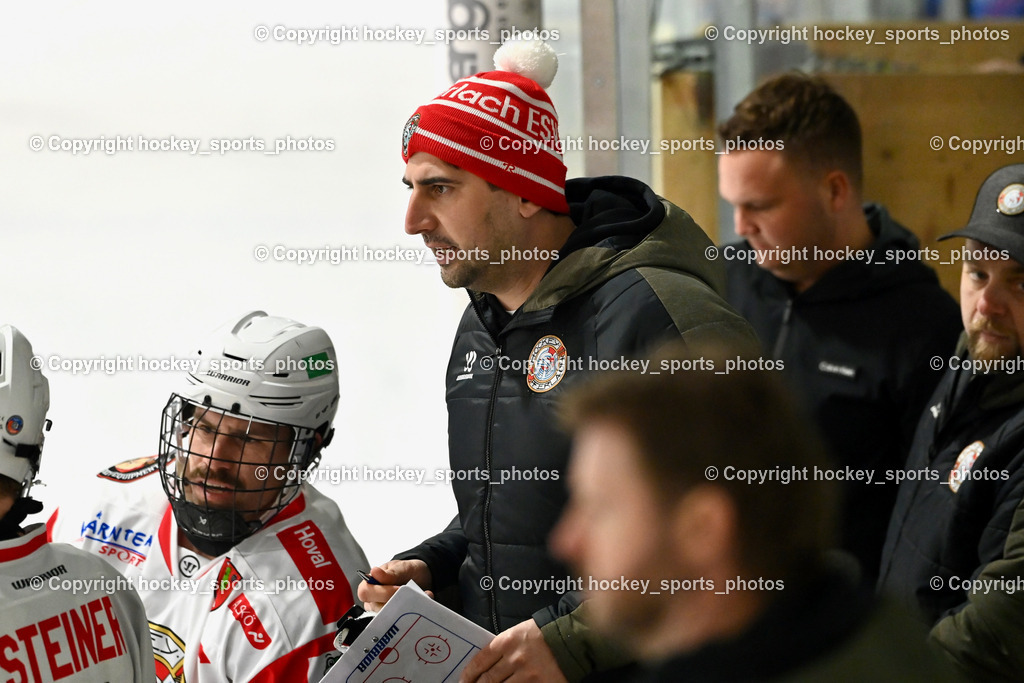 ESC Sparkasse Steindorf vs. ESV Ferlach | Headcoach ESV Ferlach Matin Florian, #11 Toff Nico ESV Ferlach, ESC Sparkasse Steindorf vs. ESV Ferlach, ESC Sparkasse Steindorf vs. ESV Ferlach am 22.02.2026 in Steindorf  (Ossiachersee Halle ), Austria, (Photo by Bernd Stefan)