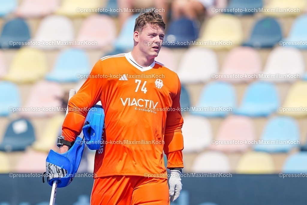 xydrx10082503043 | 10.08.2025, xydrx, Herren EuroHockey Championship 2025, Gruppenphase, Gruppe B, England - Deutschland, Sparkassenpark Mönchengladbach: Jean-Paul Danneberg (Deutsche Feldhockey Nationalmannschaft #74)