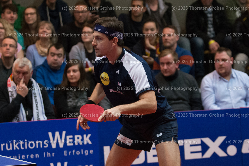 TTBL TTC Fulda-Maberzell vs. Borussia Duesseldorf | Timo BOLL (Borussia Duesseldorfl); TTBL TTC Fulda-Maberzell vs. Borussia Duesseldorf, Tischtennis-Bundesliga - 12. Spieltag am 21.01.2018 in der Hubtex Arena in Fulda, (Deutschland) - Realisiert mit Pictrs.com