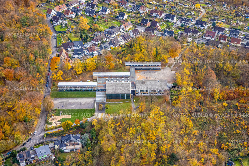 Hagen251101703 | Luftbild, Heideschule Grundschule, herbstliche Bäume, Hohenlimburg, Hagen, Ruhrgebiet, Nordrhein-Westfalen, Deutschland