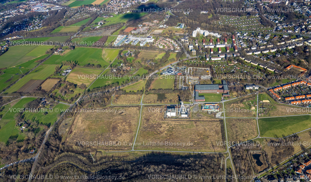 Gelsenkirchen230211219 | Luftbild, Zeche Hugo Schacht 2 Gelände mit Förderturm, Buer, Gelsenkirchen, Ruhrgebiet, Nordrhein-Westfalen, Deutschland