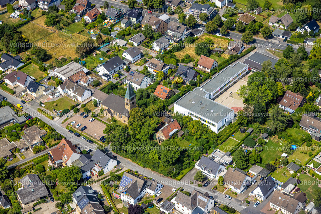 Dortmund220705001 | Luftbild, Kirche Auf dem Höchsten, Grundschule Höchsten, Holzen, Dortmund, Ruhrgebiet, Nordrhein-Westfalen, Deutschland