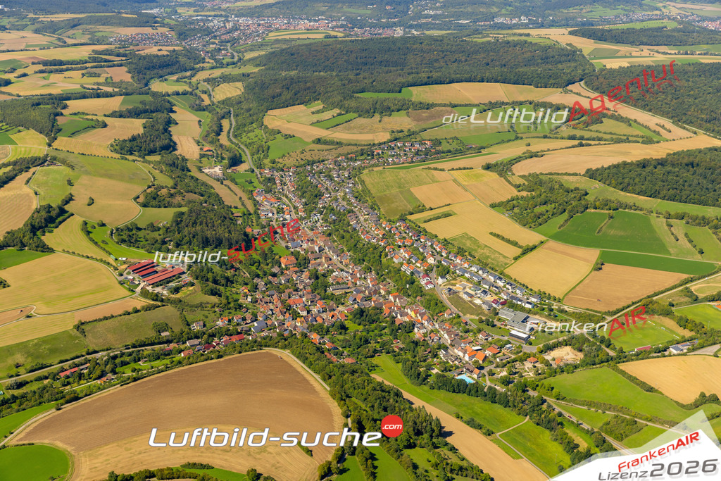 Das Luftbild zeigt : Wachbach Bad Mergentheim - Die Luftaufnahme wurde 2023 vom UL-Flugzeug aus erstellt ( keine Drohne ) - Hochauflösende Luftaufnahme - Für grossformatige Ausdrucke geeignet. Die Geschenkidee !Mit Lizenz und Bildrechte bestellbar