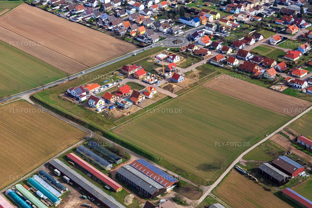Luftbild: Neubaugebiet Am Zwischenweg in Hördt im Bundesland Rheinland-Pfalz in Deutschland. Foto: IMG_086196.jpg vom 26.02.2016 durch Werner Riehm/FLY-FOTO.de