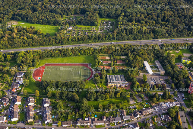 Hagen230903709 | Luftbild, Sporthalle Karl-Adam, Sportplatz Vorhalle, Gemeinschaftshauptschule Geschwister-Scholl, Vorhalle, Hagen, Ruhrgebiet, Nordrhein-Westfalen, Deutschland