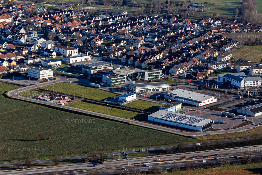 Luftbild: Rot, Rewe im Ortsteil Rot in St. Leon-Rot im Bundesland Baden-Württemberg in Deutschland. Foto: IMG_125587.jpg vom 21.02.2021 durch Werner Riehm/FLY-FOTO.de