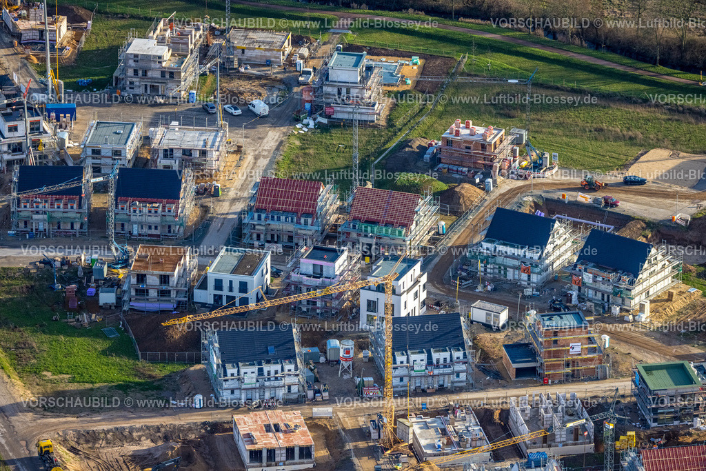 Duisburg230100148Angerbogen | Luftbild, Baugebiet Am Angerbogen, Neubaugebiet, Einfamilienhaus, Reihenhäuser, Neubauten,  Huckingen, Duisburg, Ruhrgebiet, Nordrhein-Westfalen, Deutschland
