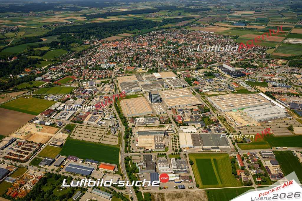 Das Luftbild zeigt Gewerbegebiet Mindelheim - Die Luftaufnahme wurde 2023 vom UL-Flugzeug aus erstellt ( keine Drohne ) - Hochauflösende Luftaufnahme - Für grossformatige Ausdrucke geeignet. Die Geschenkidee !Mit Lizenz und Bildrechte bestellbar