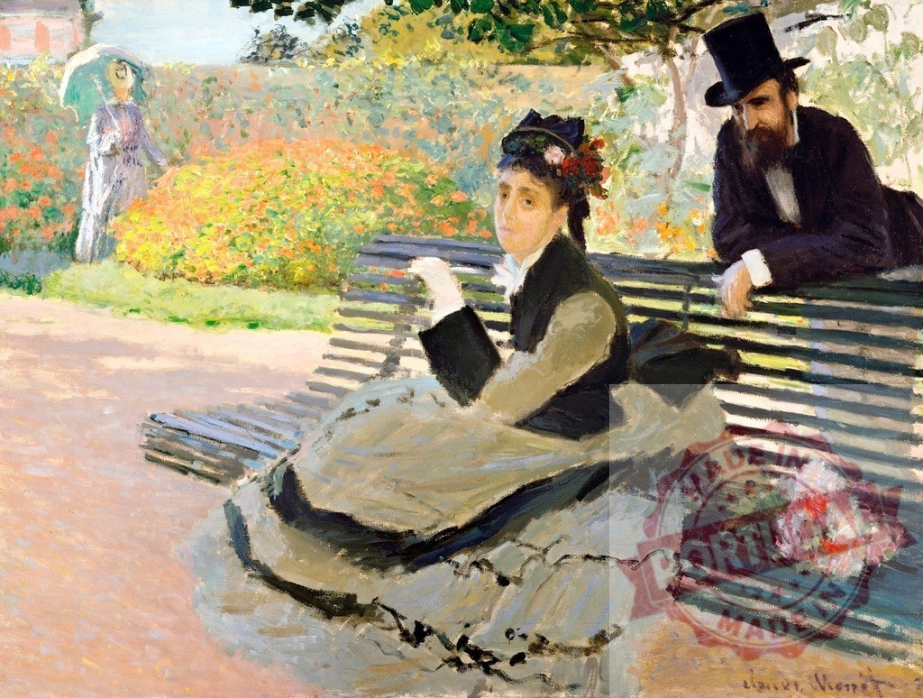 Camille Monet (1847–1879) on a Garden Bench (1873) by Claude Monet, high resolution famous painting. Original from The MET. Digitally enhanced by rawpixel. | Camille Monet (1847–1879) on a Garden Bench (1873) by Claude Monet, high resolution famous painting. Original from The MET. Digitally enhanced by rawpixel. - Realisiert mit Pictrs.com