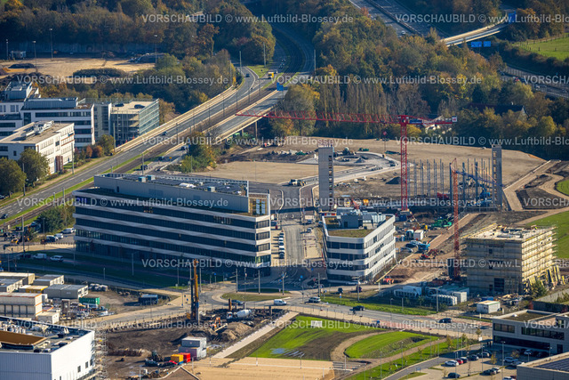 Bochum241016623 | Luftbild, Forschungszentrum ZESS der Ruhr-Universität Bochum und Zentrum für Theoretische und Integrative Neuro- und Kognitionswissenschaft (THINK), Großbaustelle Mark 51/7, Wissenschaftsquartier und Technologiequartier, O-Werk Campus, ehemaliges Opel Areal an der Autobahn A448, Wittener Straße und Autobahn, Altenbochum, Bochum, Ruhrgebiet, Nordrhein-Westfalen, Deutschland