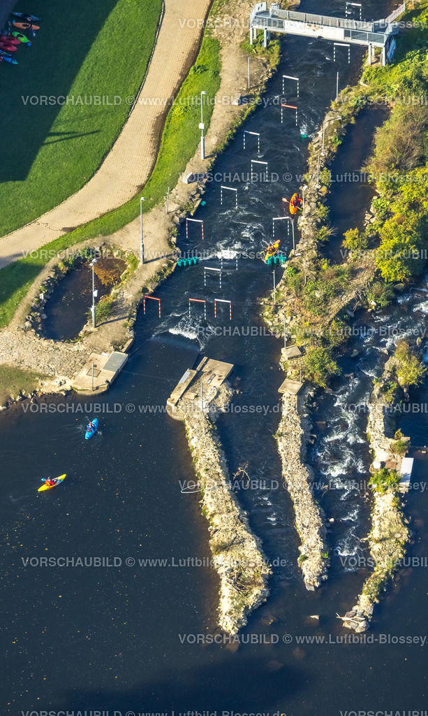 Hagen221016519 | Luftbild, Fluss Lenne, Kanustrecke, Kanu-Slalom-Strecke, Wildwasserparcours, Hohenlimburg, Hagen, Ruhrgebiet, Nordrhein-Westfalen, Deutschland