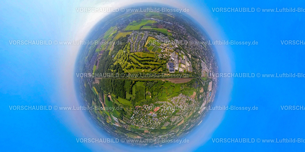 Dortmund230532000Hohenbuschei-2 | Luftbild, DSW 21 Dortmunder Stadtwerke, Wohngebiet Hohenbuschei, BVB Trainingszentrum, Adi-Preißler-Allee, Wohnanlage Brackeler Feld, Erdkugel, Fisheye Aufnahme, Fischaugen Aufnahme, 360 Grad Aufnahme, Brackel, Dortmund, Ruhrgebiet, Nordrhein-Westfalen, Deutschland