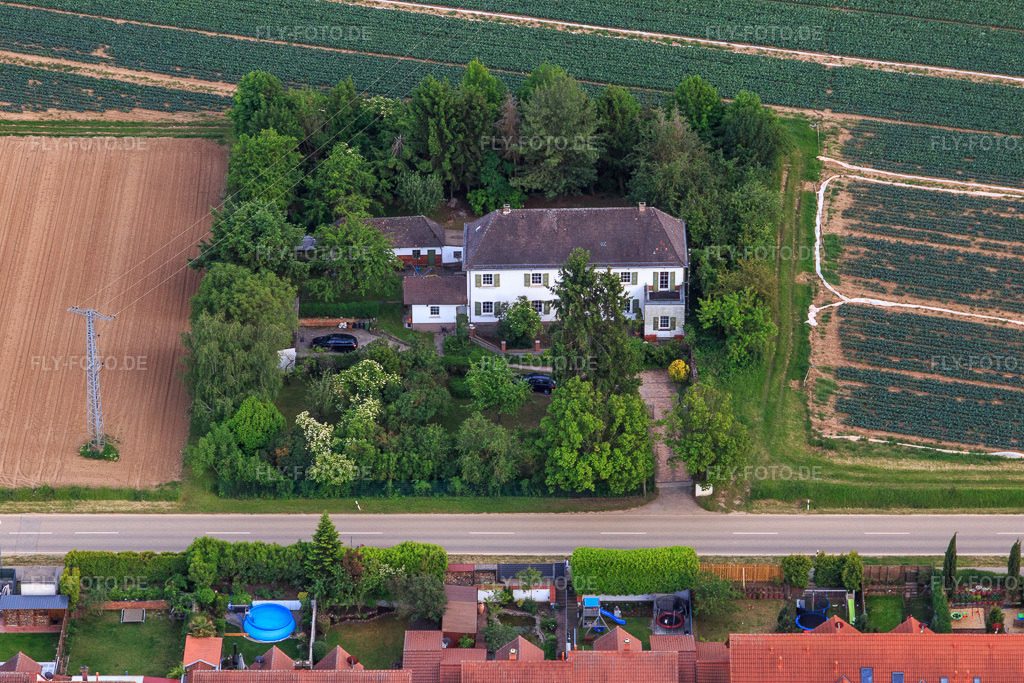 Luftbild: Wohnhaus an der K32 in Weingarten im Bundesland Rheinland-Pfalz in Deutschland. Foto: IMG_127008.jpg vom 02.06.2021 durch Werner Riehm/FLY-FOTO.de