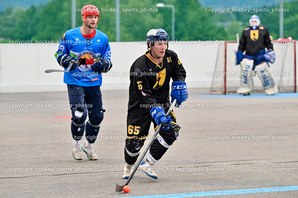 ASKÖ Hockey Villach vs. VAS Ballhockey  | #65 Ortner Stefan VAS Villach, #69 FELDBAUMER Manuel ASKÖ Villach Hockey, ASKÖ Hockey Villach vs. VAS Ballhockey , ASKÖ Hockey Villach vs. VAS Ballhockey  am 06.07.2025 in Villach (Alpen Arena ), Austria, (Photo by Bernd Stefan)