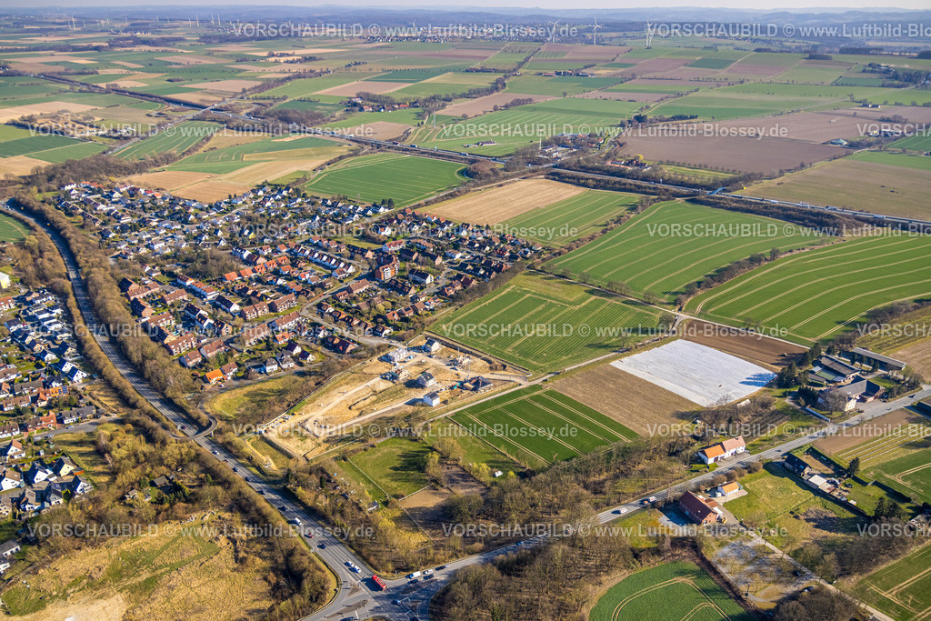 Werl250306007 | Luftbild, Wohngebiet Ortsansicht an der Landesstraße L969, Baustele Baugebiet Auf dem Hönningen, Werl, Soester Börde, Nordrhein-Westfalen, Deutschland