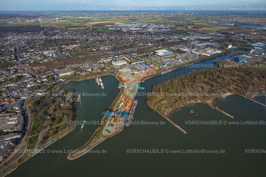 Emmerich240313307 | Luftbild, Hafen Emmerich, Terminal Emmerich Containerhafen, Rhein-Waal Logistik, Löwenberger Landwehr, Emmerich, Emmerich am Rhein, Nordrhein-Westfalen, Deutschland