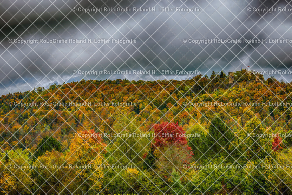 Herbstwald-02 | Herbstwald am Berg mit Gewitterwolken - Realisiert mit Pictrs.com