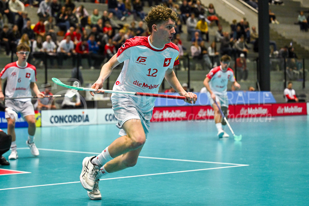 Switzerland U19 vs Finland U19 - 3. February 2024 | Switzerland U19 vs Finland U19
U19 Men International Matches in Switzerland
GoEasy Arena, Siggenthal Station
Switzerland defender #12 Janik Kürschner.
Credit: Markus Aeschimann | <a href="https://www.markus-aeschimann.ch">Sportfotografie Markus Aeschimann</a> | <a href="https://www.instagram.com/sportfotografie.aeschimann">@sportfotografie.aeschimann</a> - Realisiert mit Pictrs.com