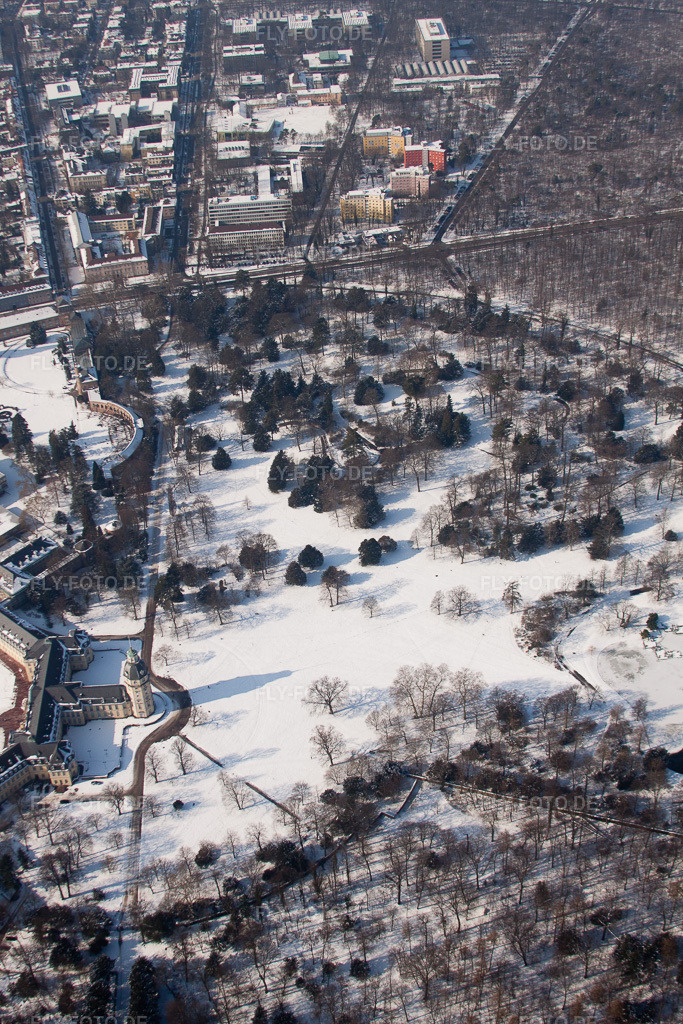 Luftbild: Schlosspark im Ortsteil Innenstadt-West in Karlsruhe im Bundesland Baden-Württemberg in Deutschland. Foto: IMG_24206.jpg vom 16.02.2010 durch Werner Riehm/FLY-FOTO.de