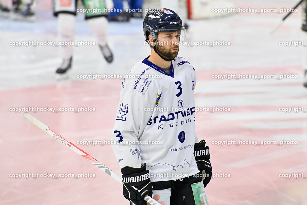 EC KAC Future Team vs. Die Adler Kitzbühl 7.10.2023 | #3 Kreuter David EC Kitzbühel, EC KAC Future Team vs. Die Adler Kitzbühl 7.10.2023, EC KAC Future Team vs. Die Adler Kitzbühl am 07.10.2023 in Klagenfurt (Messehalle Klagenfurt), Austria, (Photo by Bernd Stefan)