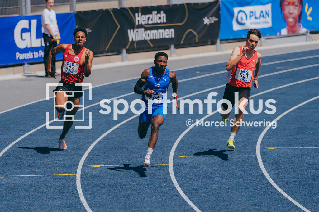 Deutsche Meisterschaften U20 / U16 2026 | Oskar Krauss, Eintracht Frankfurt e.V., 473, Alvin Mawumba, TV Wattenscheid 01, 1666, Linus Kremling, LG Landkreis Roth, 323, 200-Meter-Lauf, Halbfinale, Deutsche Meisterschaften der U20 &amp; U16 2026, Lohrheidestadion Bochum-Wattenscheid, 12.07.2026. Foto: Marcel Schwering / sportimfokus - Realisiert mit Pictrs.com