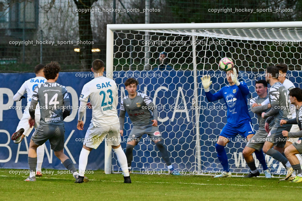 SAK vs. ASKÖ Köttmannsdorf | #14 Simon Moder ASKÖ Köttmannsdorf, #9 Sinan Samardzic SAK, #23 Zan Kumer SAK, #92 Andreas Sternig ASKÖ Köttmannsdorf, #5 Matteo Juvan ASKÖ Köttmannsdorf, #29 Sebastian Salbrechter ASKÖ Köttmannsdorf, SAK vs. ASKÖ Köttmannsdorf, SAK vs. ASKÖ Köttmannsdorf am 02.04.2026 in Klagenfurt (Sportpark Welzenegg), Austria, (Photo by Bernd Stefan)